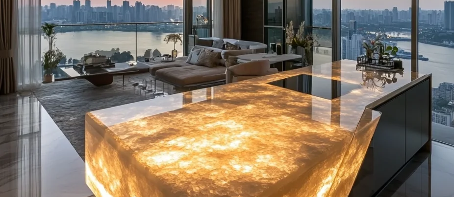 Translucent Stone Island: A Statement of Elegance in Modern Kitchens